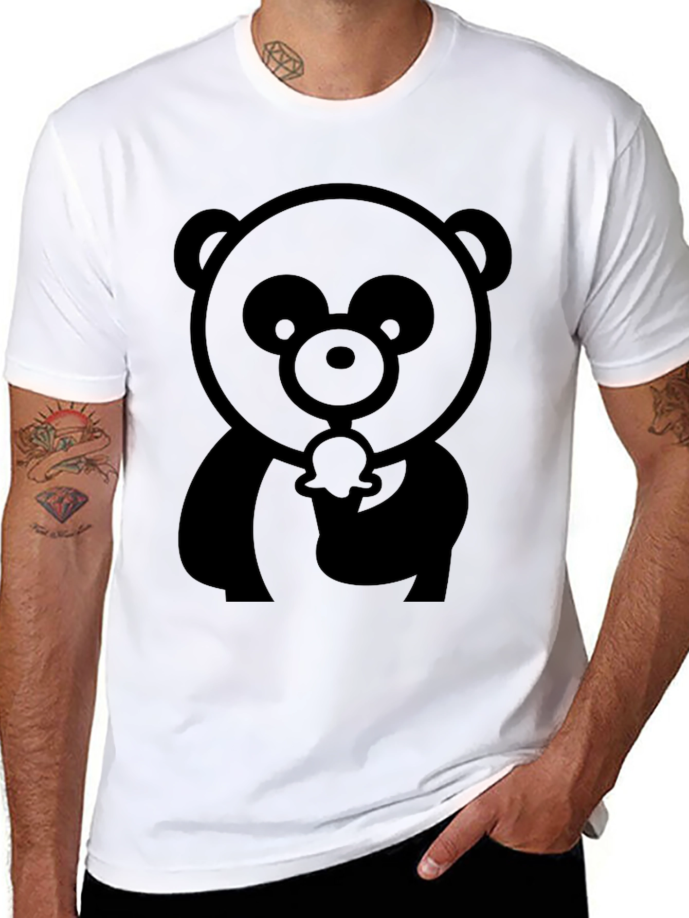 Cool Black Panda Graphic Tee - Trendy Unisex Design