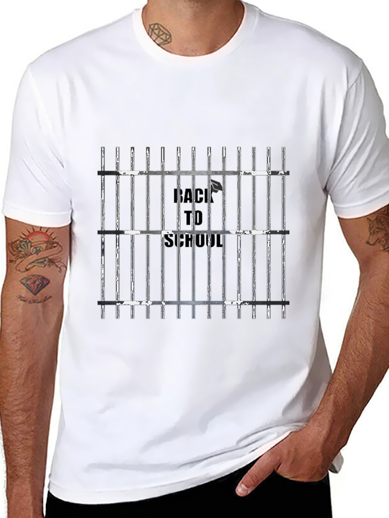 Back To School Jail Bars T-Shirt - Black