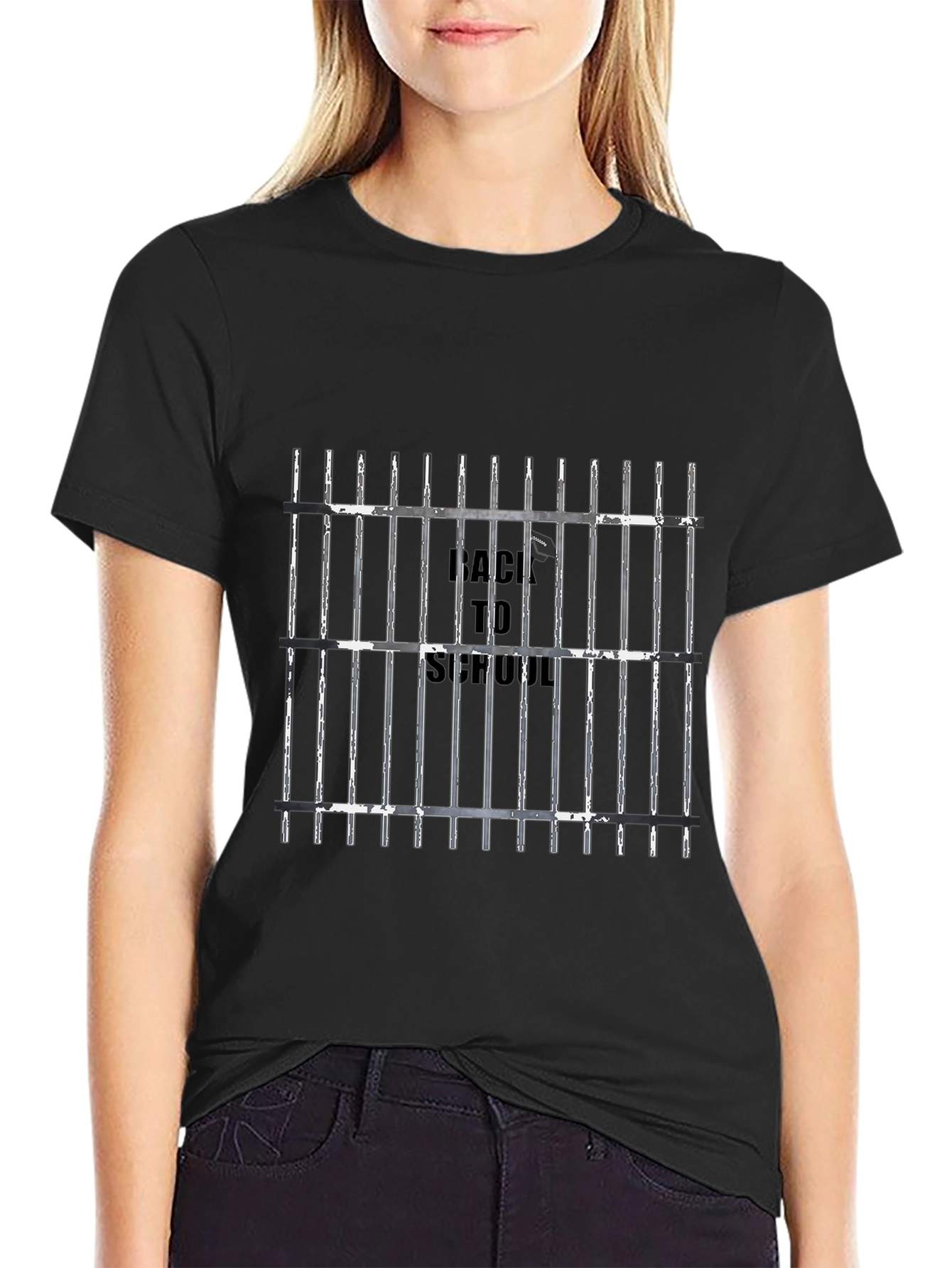Back To School Jail Bars T-Shirt - Black