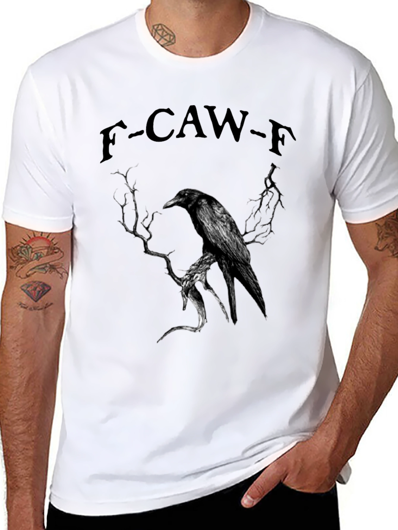 F-CAW-F Raven Graphic T-Shirt - Dark Humor Tee