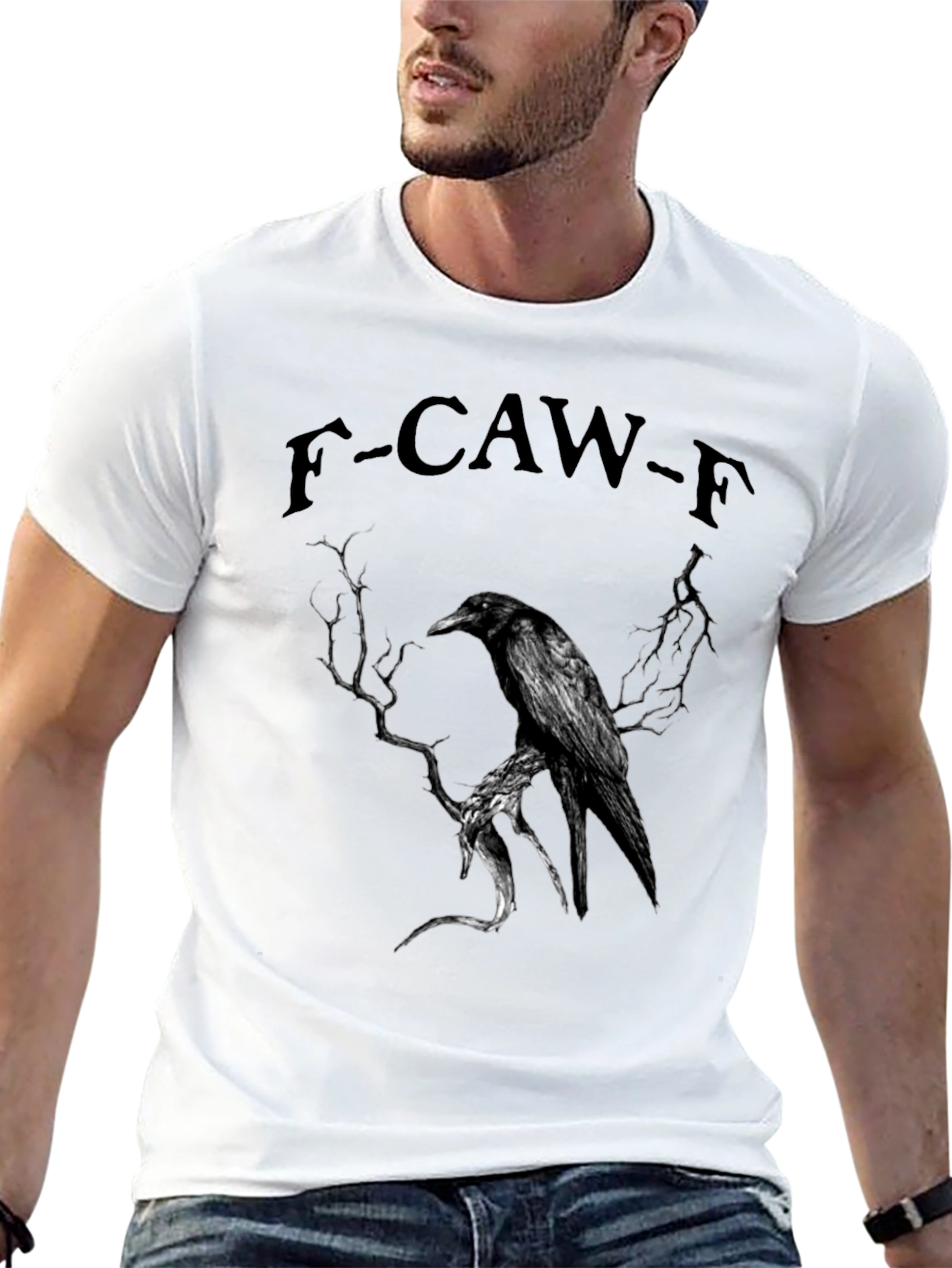 F-CAW-F Raven Graphic T-Shirt - Dark Humor Tee