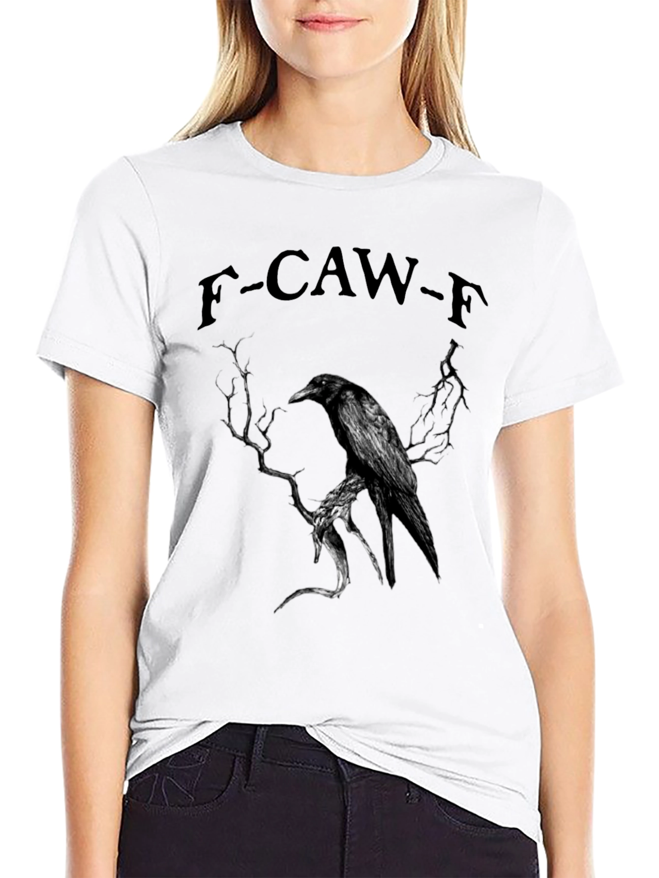 F-CAW-F Raven Graphic T-Shirt - Dark Humor Tee