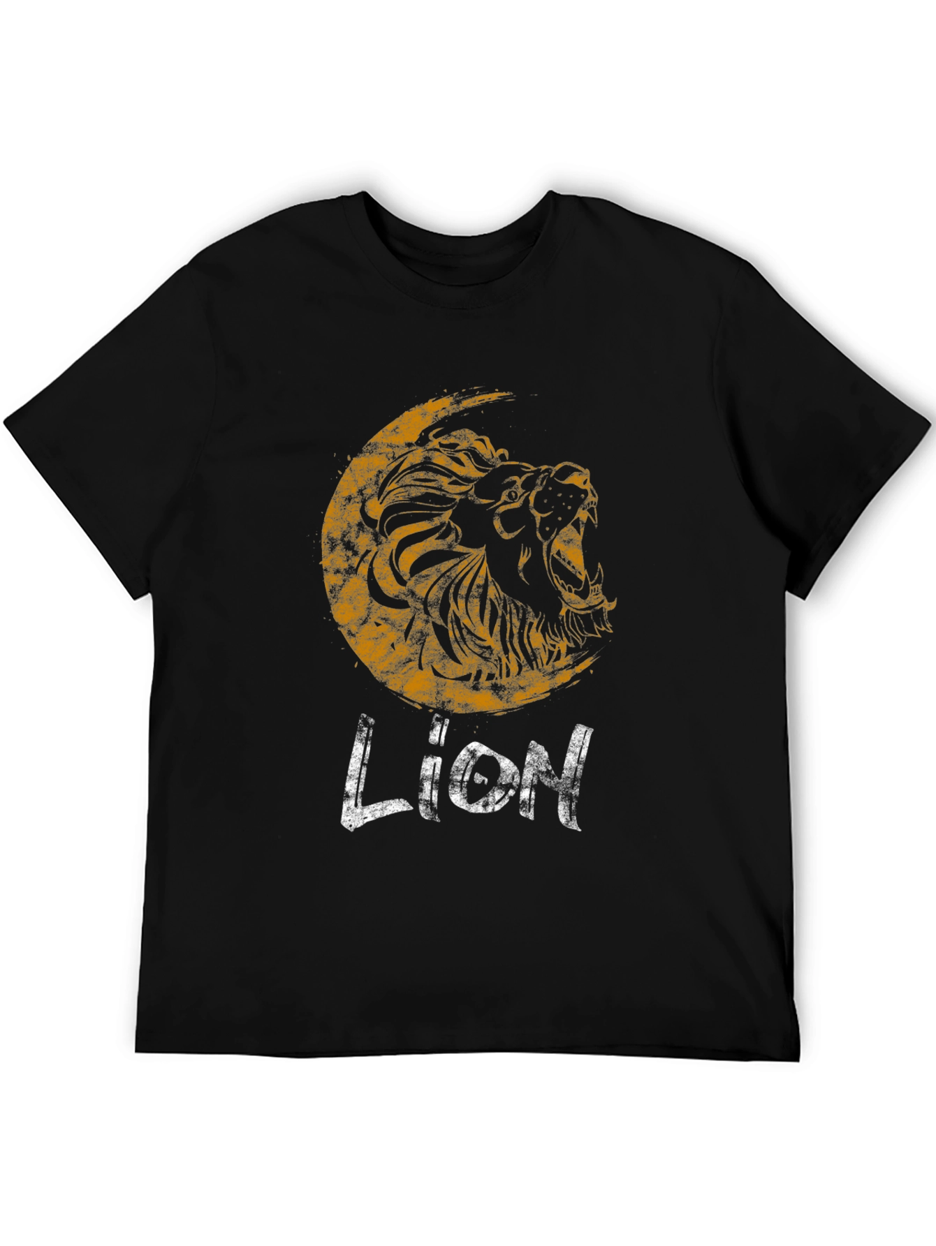 Lion Graphic Print Black T-Shirt