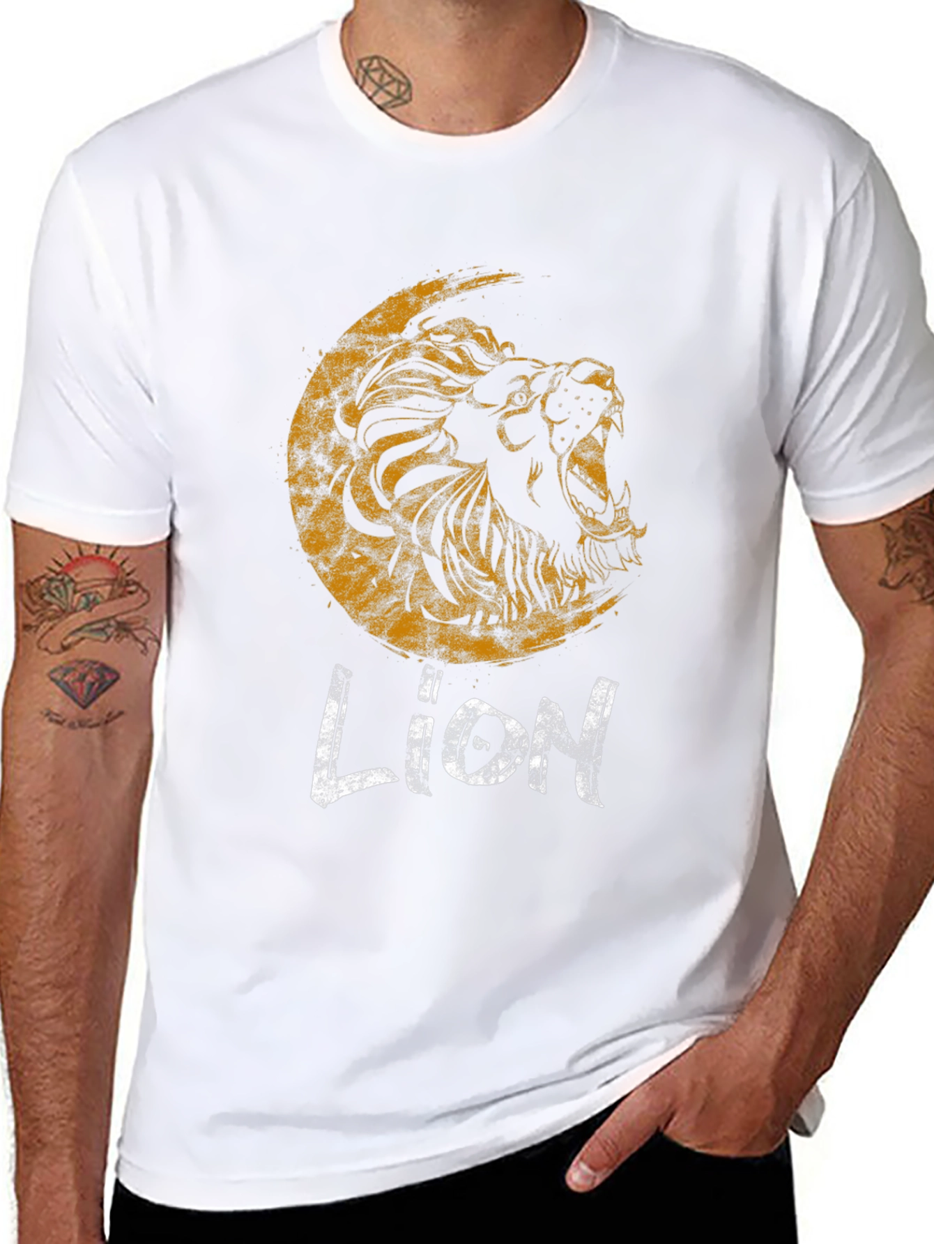 Lion Graphic Print Black T-Shirt