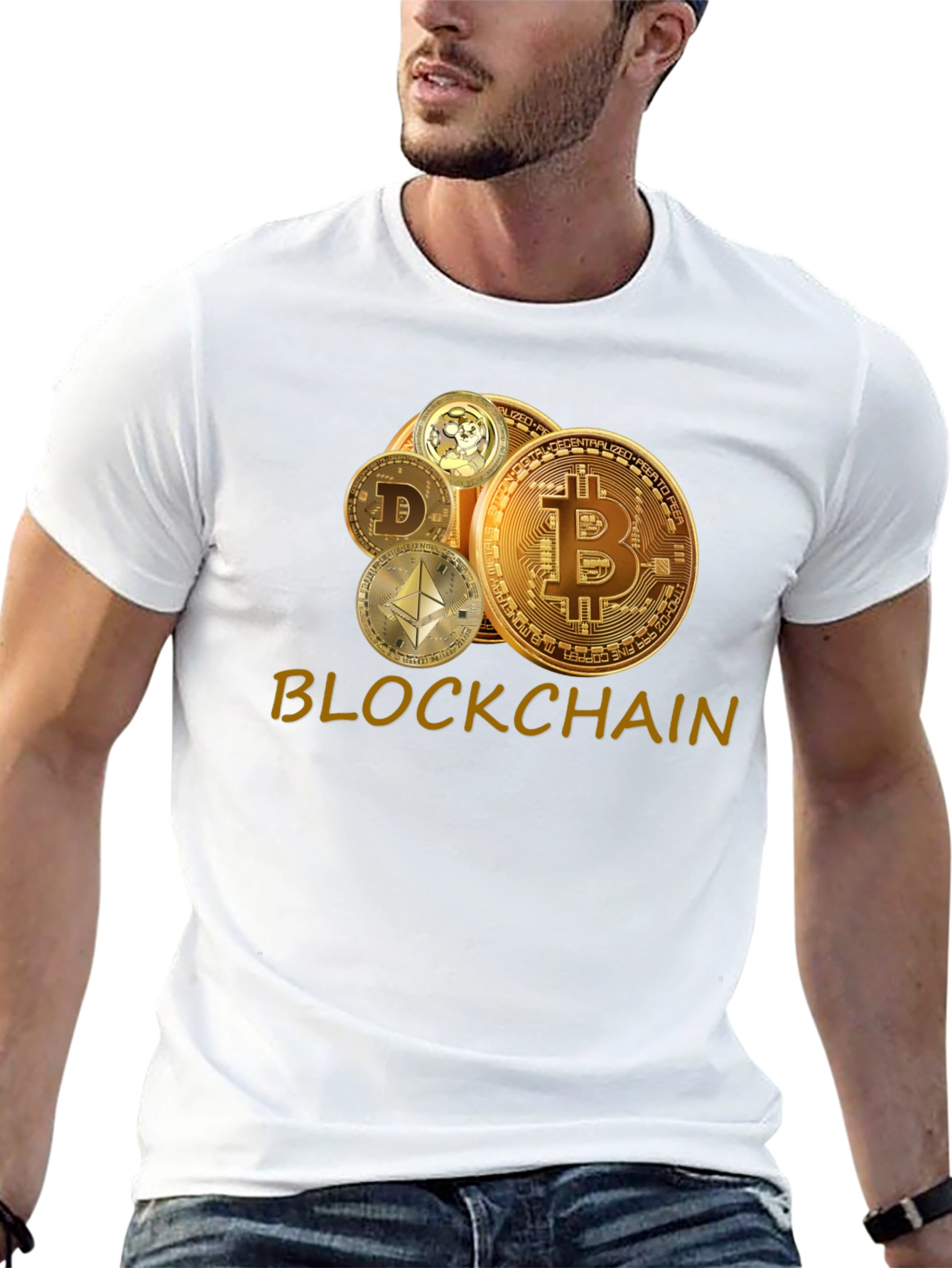 Blockchain Crypto T-Shirt - Bitcoin Dogecoin Ethereum