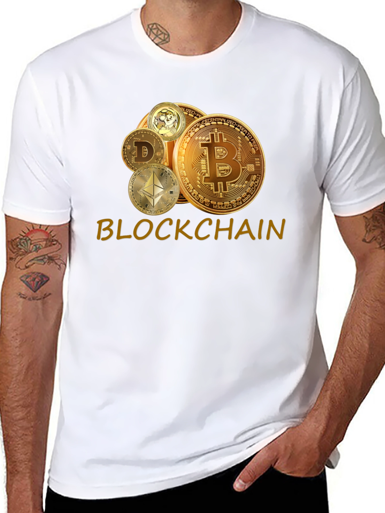Blockchain Crypto T-Shirt - Bitcoin Dogecoin Ethereum
