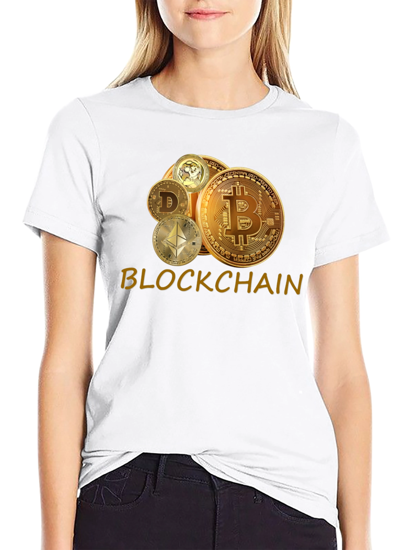Blockchain Crypto T-Shirt - Bitcoin Dogecoin Ethereum