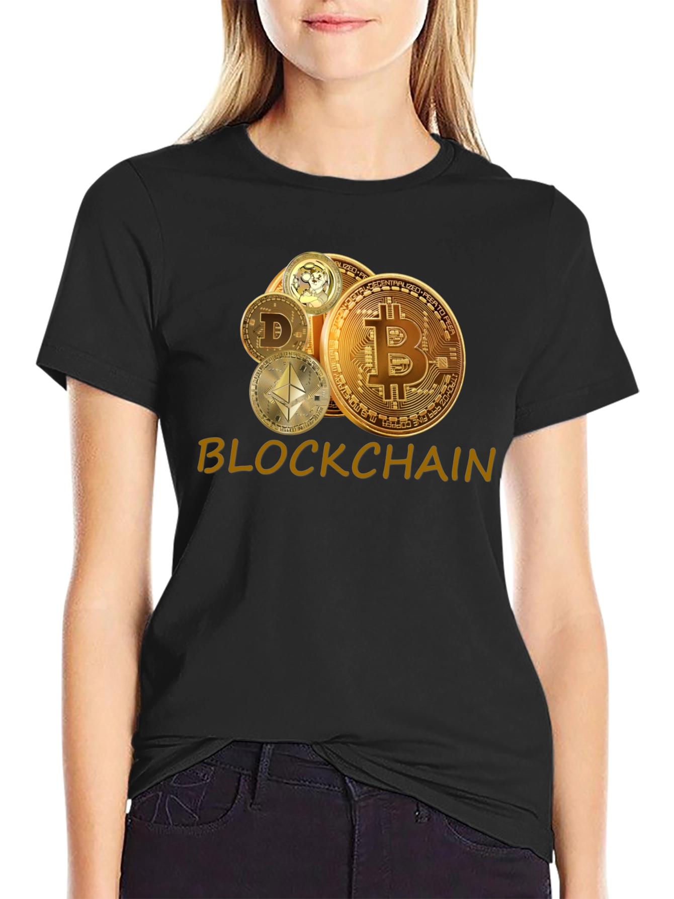 Blockchain Crypto T-Shirt - Bitcoin Dogecoin Ethereum