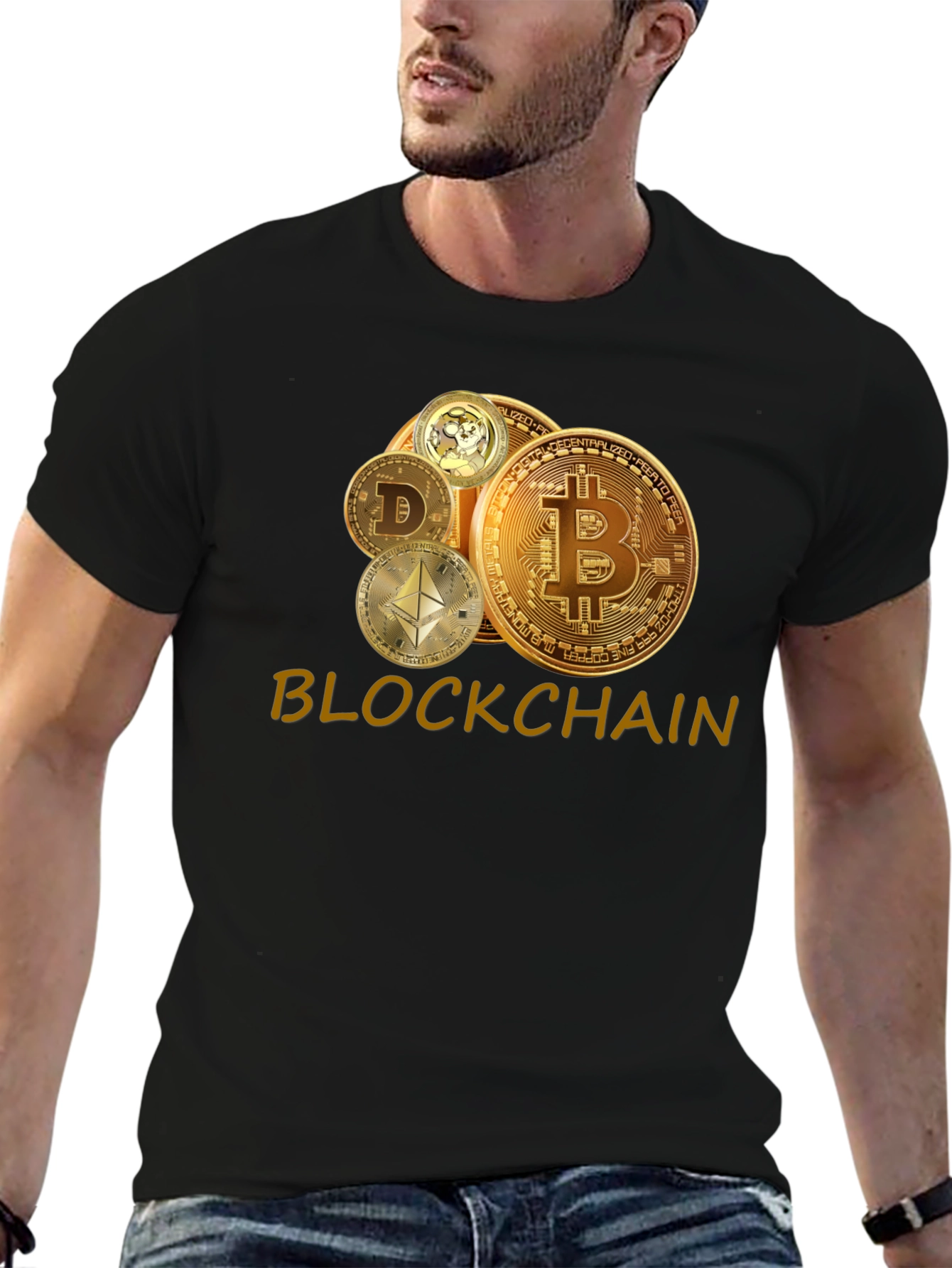 Blockchain Crypto T-Shirt - Bitcoin Dogecoin Ethereum