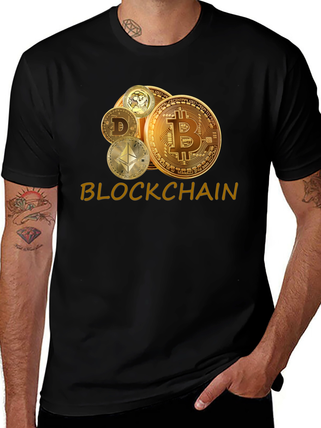 Blockchain Crypto T-Shirt - Bitcoin Dogecoin Ethereum