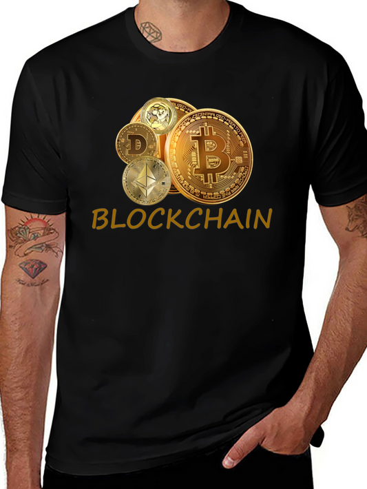 Blockchain Crypto T-Shirt - Bitcoin Dogecoin Ethereum