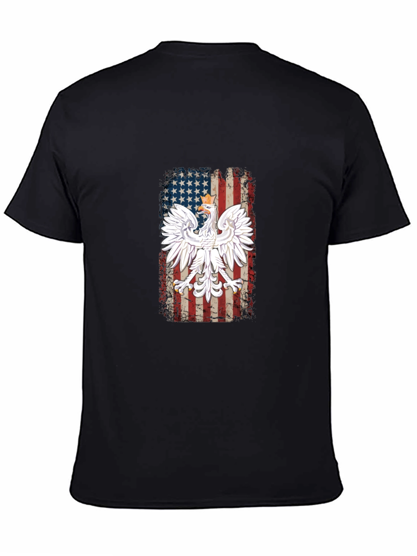 Polish Eagle USA Flag Mens T-Shirt