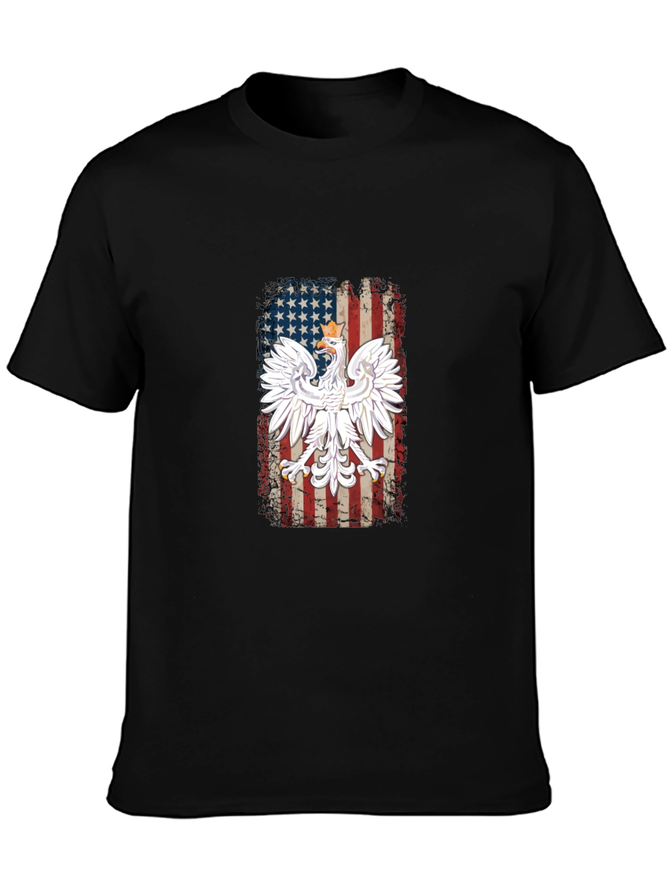Polish Eagle USA Flag Mens T-Shirt