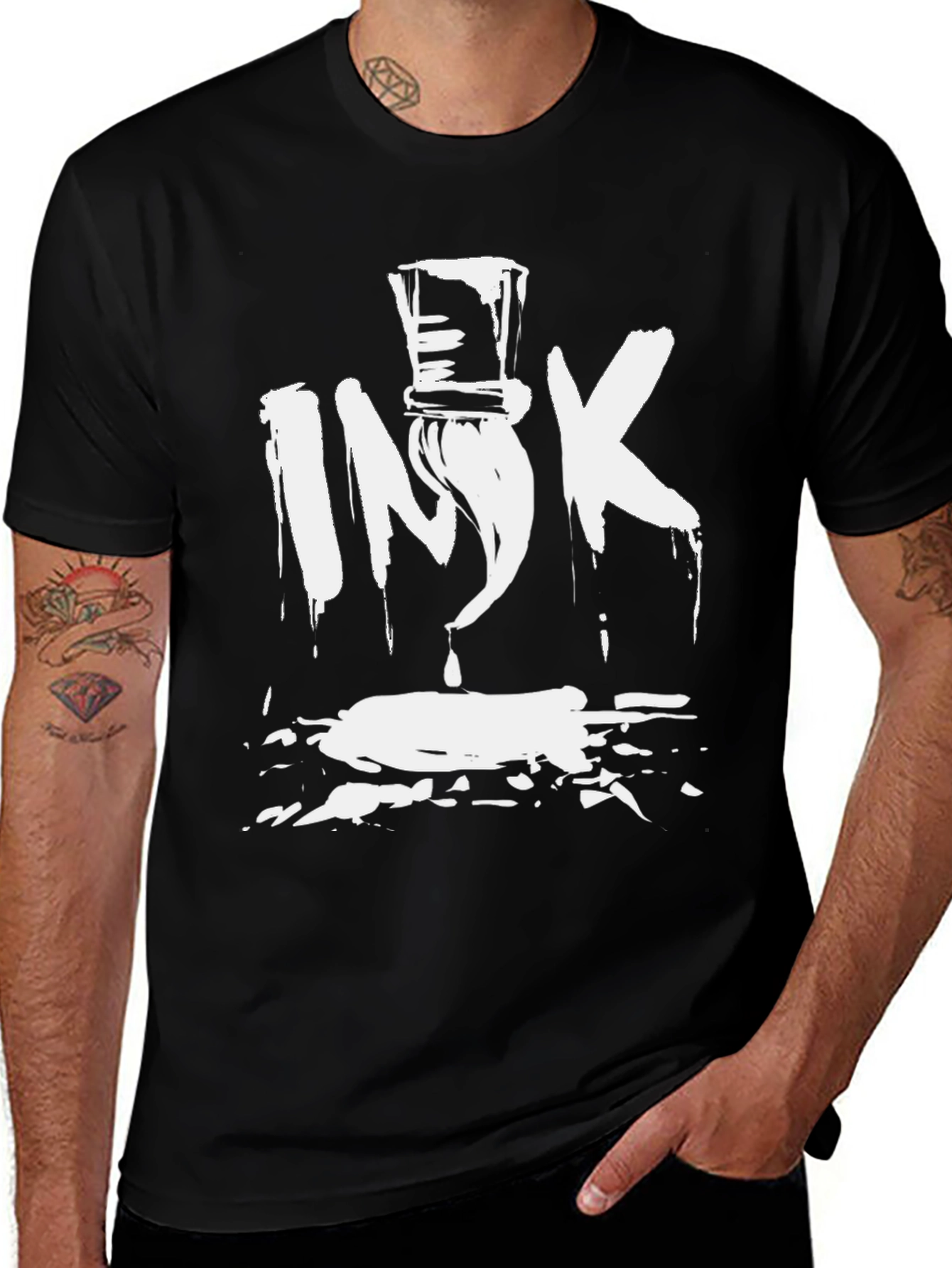Ink Brush Graphic Tee - Black