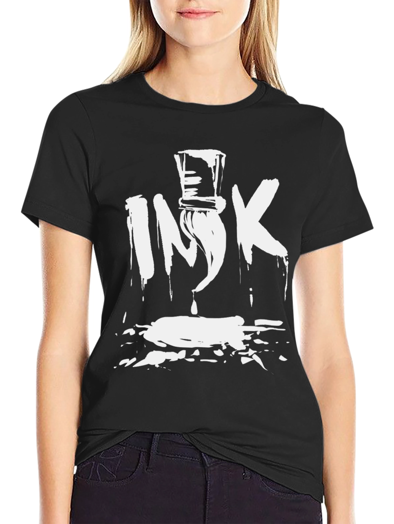 Ink Brush Graphic Tee - Black