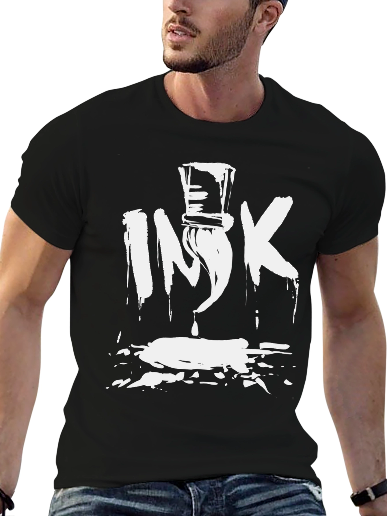 Ink Brush Graphic Tee - Black