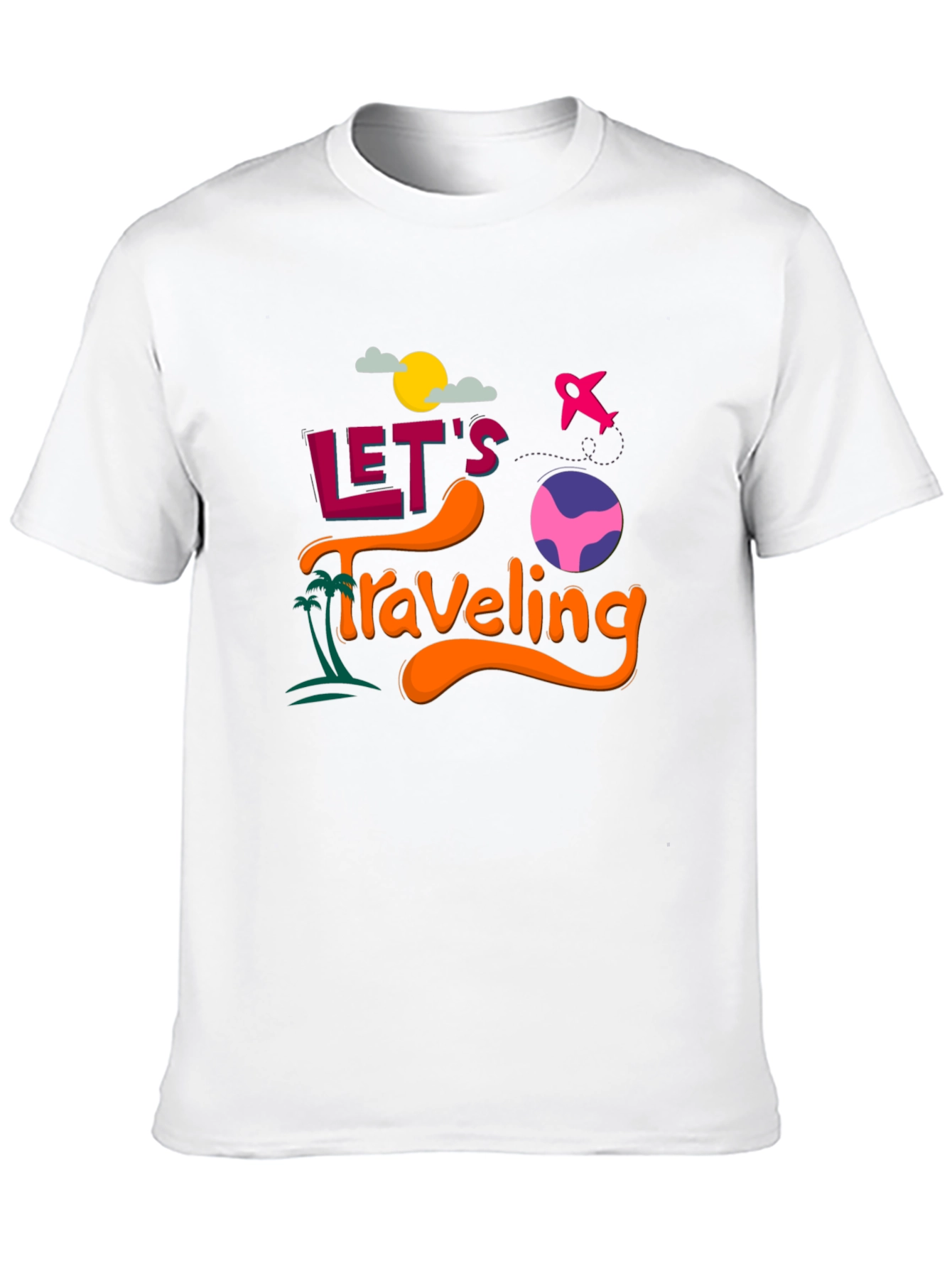 Lets Traveling Graphic T-Shirt | Black Crew Neck Tee