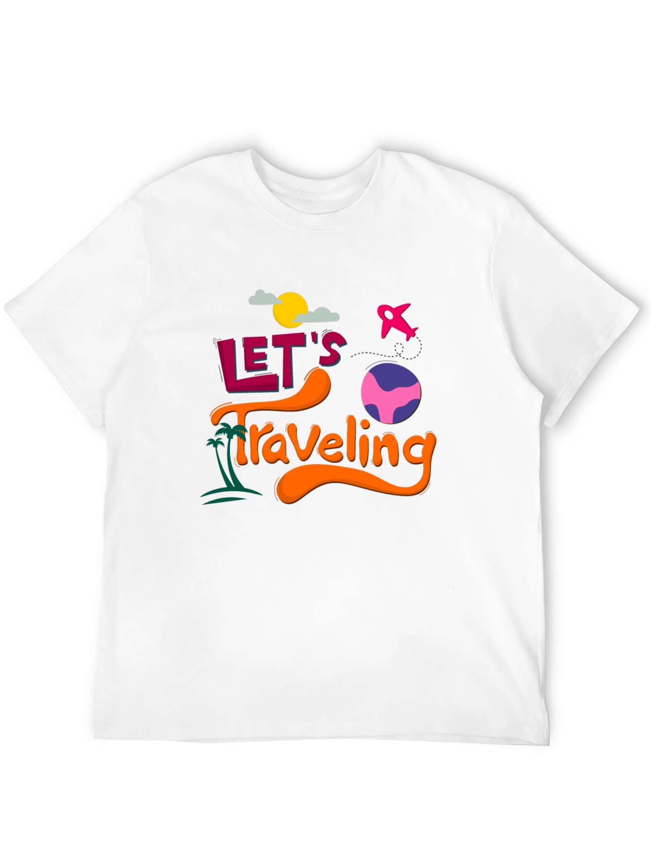 Lets Traveling Graphic T-Shirt | Black Crew Neck Tee