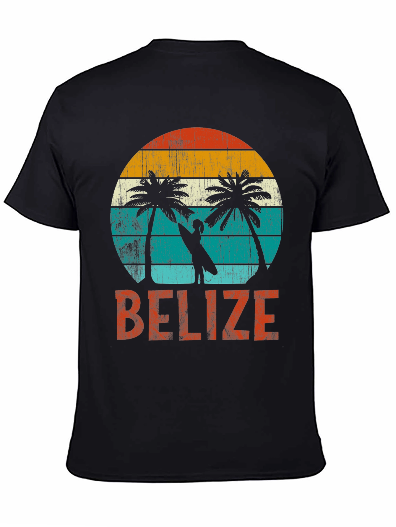 Belize Retro Sunset T-Shirt - Tropical Palm Trees