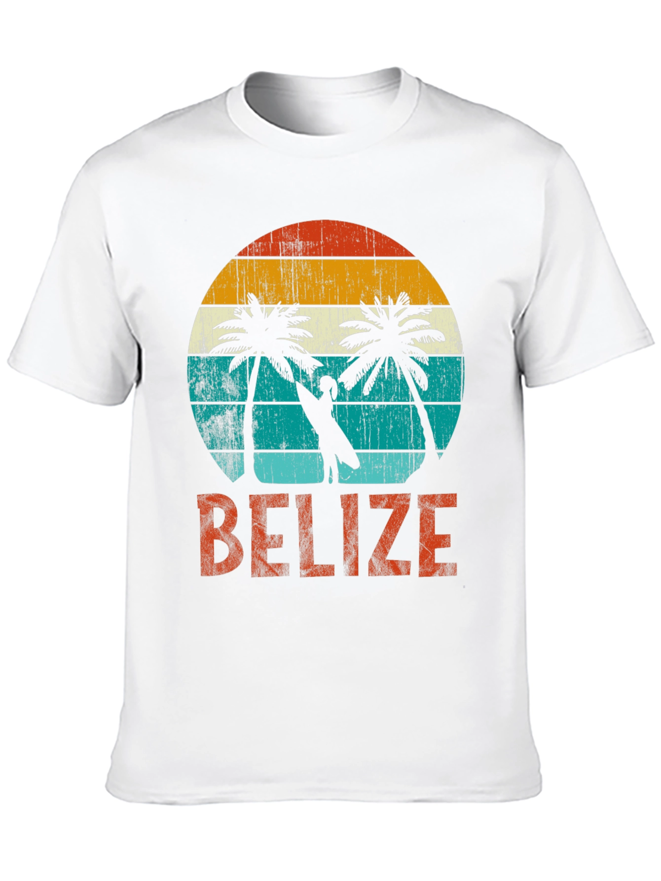 Belize Retro Sunset T-Shirt - Tropical Palm Trees