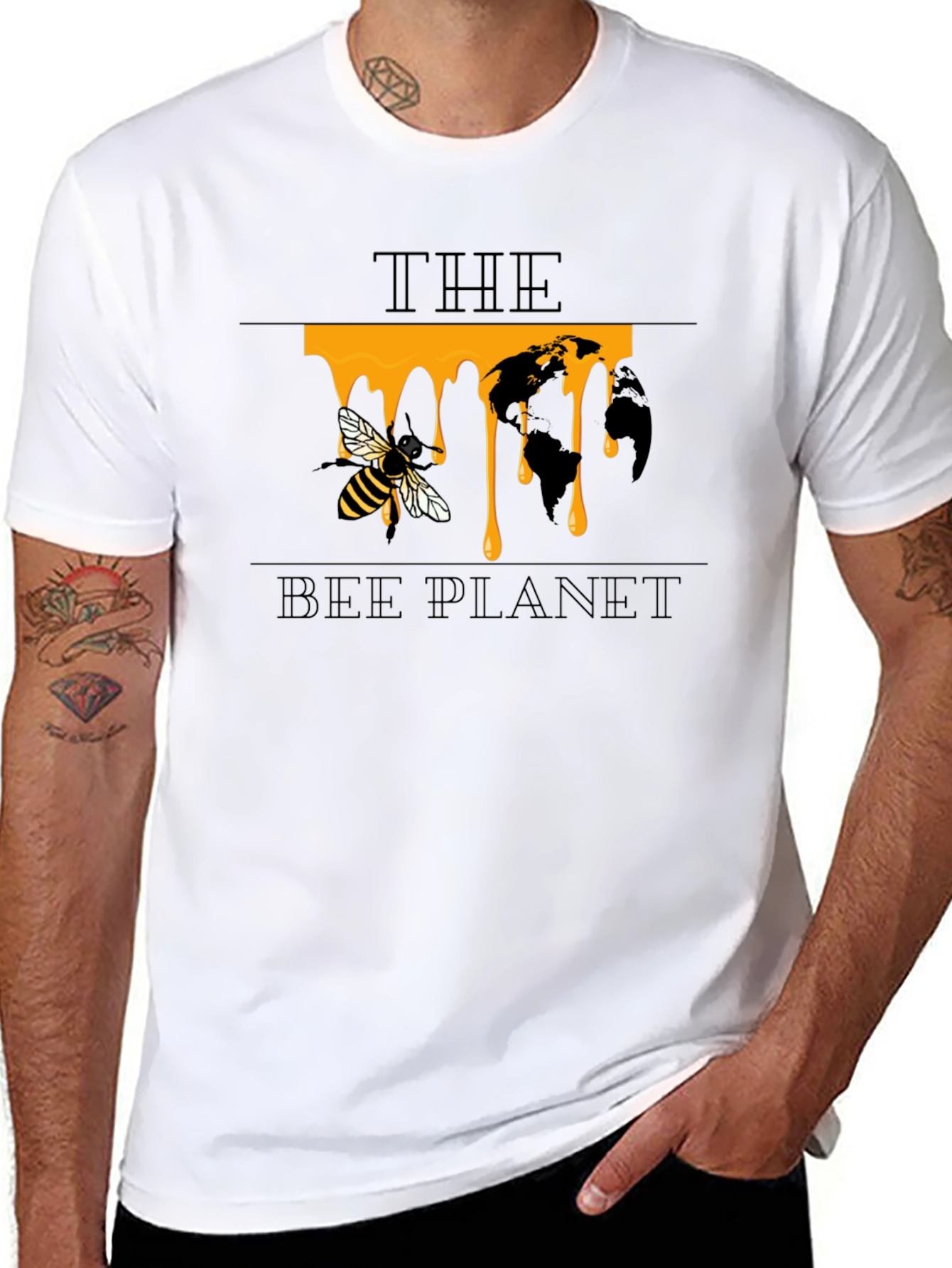 The Bee Planet Graphic T-Shirt - Black Cotton Tee