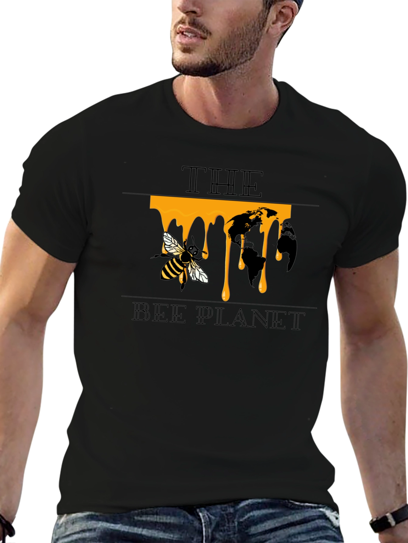 The Bee Planet Graphic T-Shirt - Black Cotton Tee