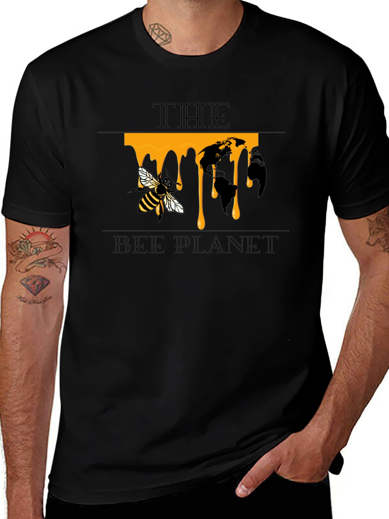 The Bee Planet Graphic T-Shirt - Black Cotton Tee