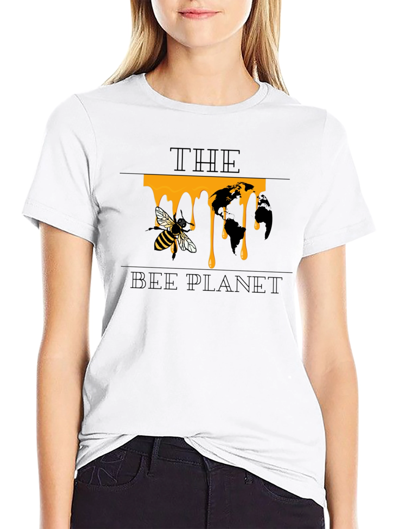 The Bee Planet Graphic T-Shirt - Black Cotton Tee