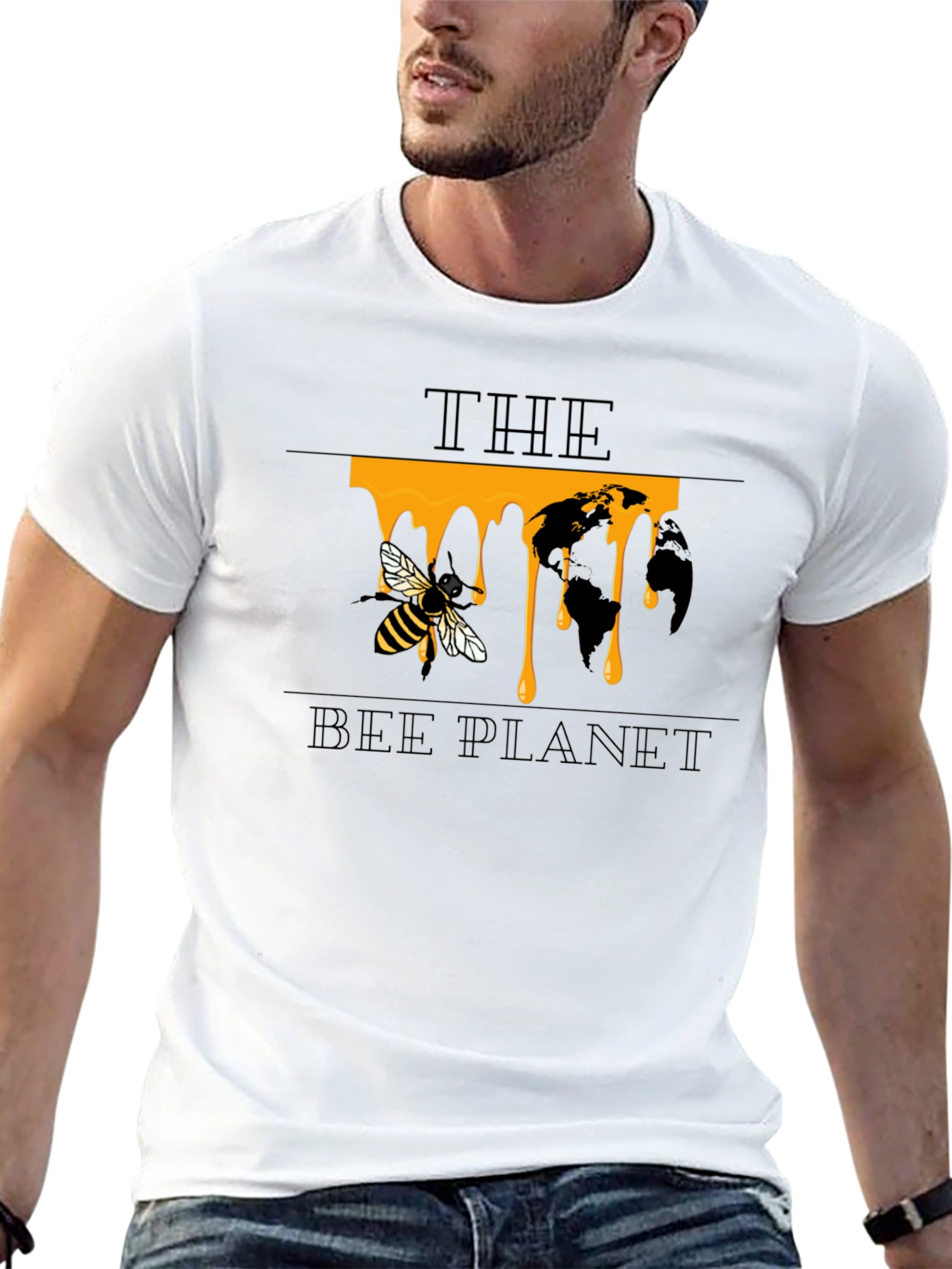 The Bee Planet Graphic T-Shirt - Black Cotton Tee