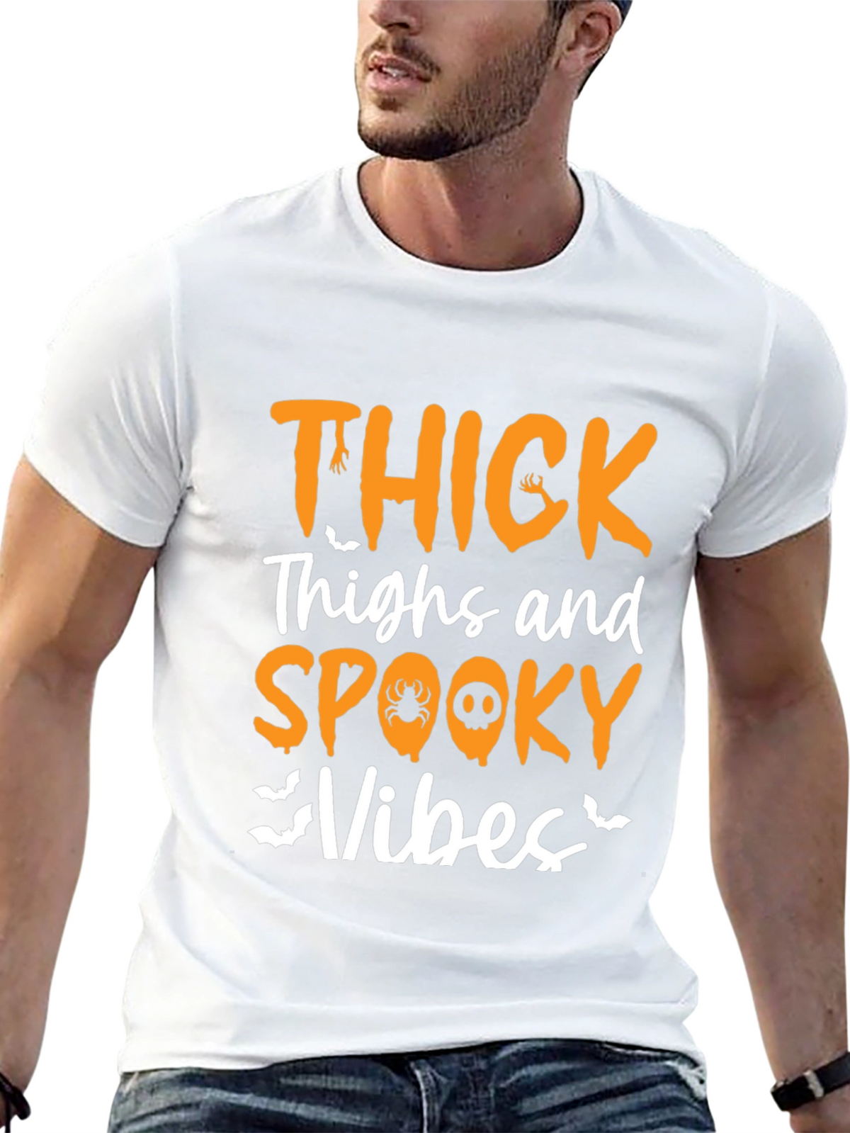 Thick Thighs & Spooky Vibes Halloween Graphic Tee