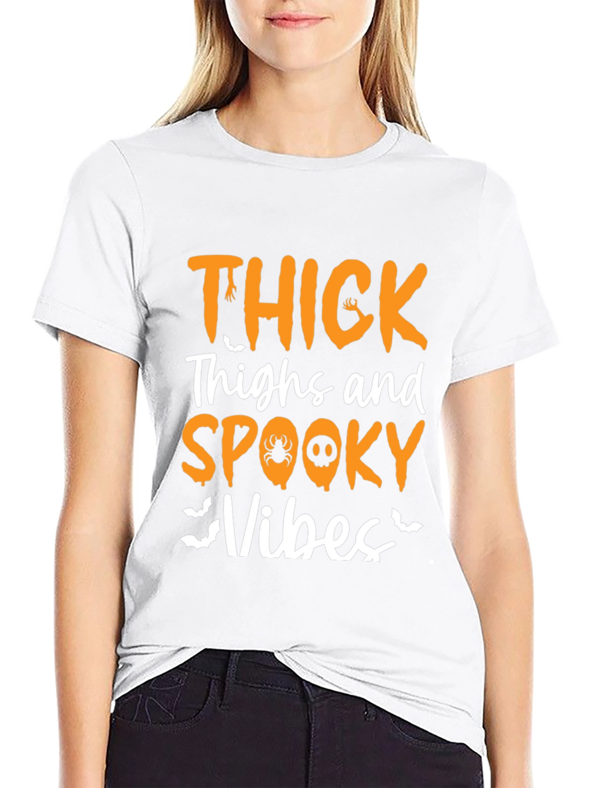Thick Thighs & Spooky Vibes Halloween Graphic Tee
