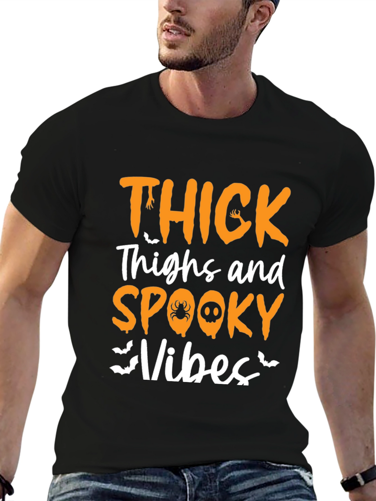 Thick Thighs & Spooky Vibes Halloween Graphic Tee