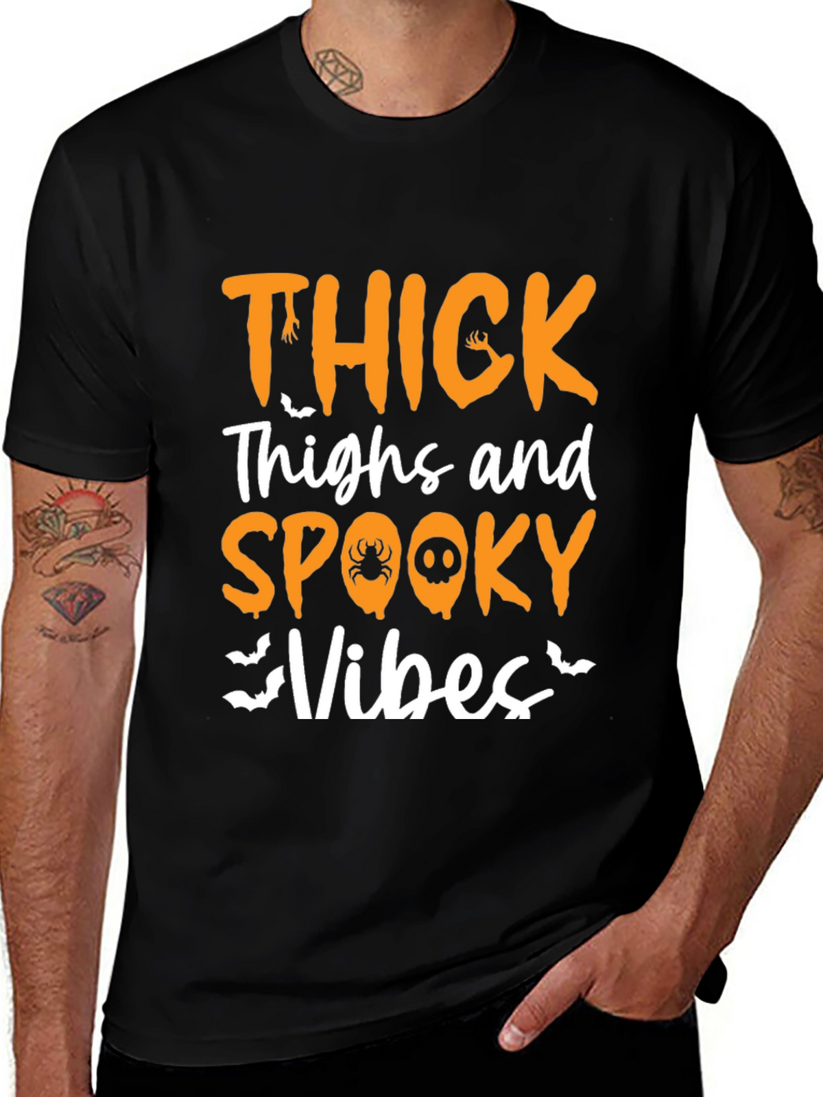 Thick Thighs & Spooky Vibes Halloween Graphic Tee