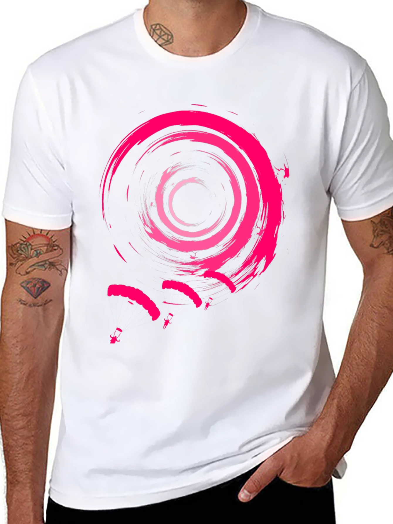 Abstract Spiral Pink Graphic Mens Tee