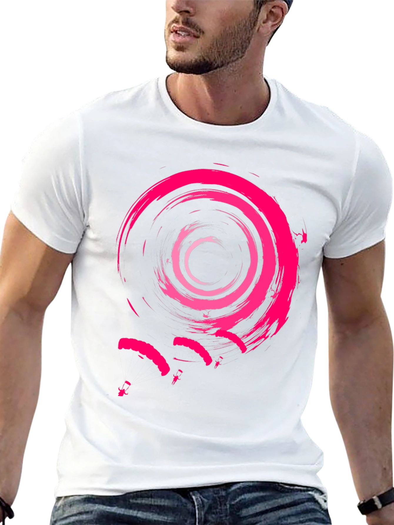 Abstract Spiral Pink Graphic Mens Tee