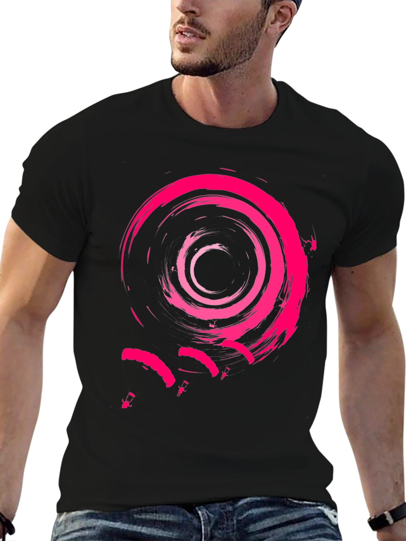 Abstract Spiral Pink Graphic Mens Tee