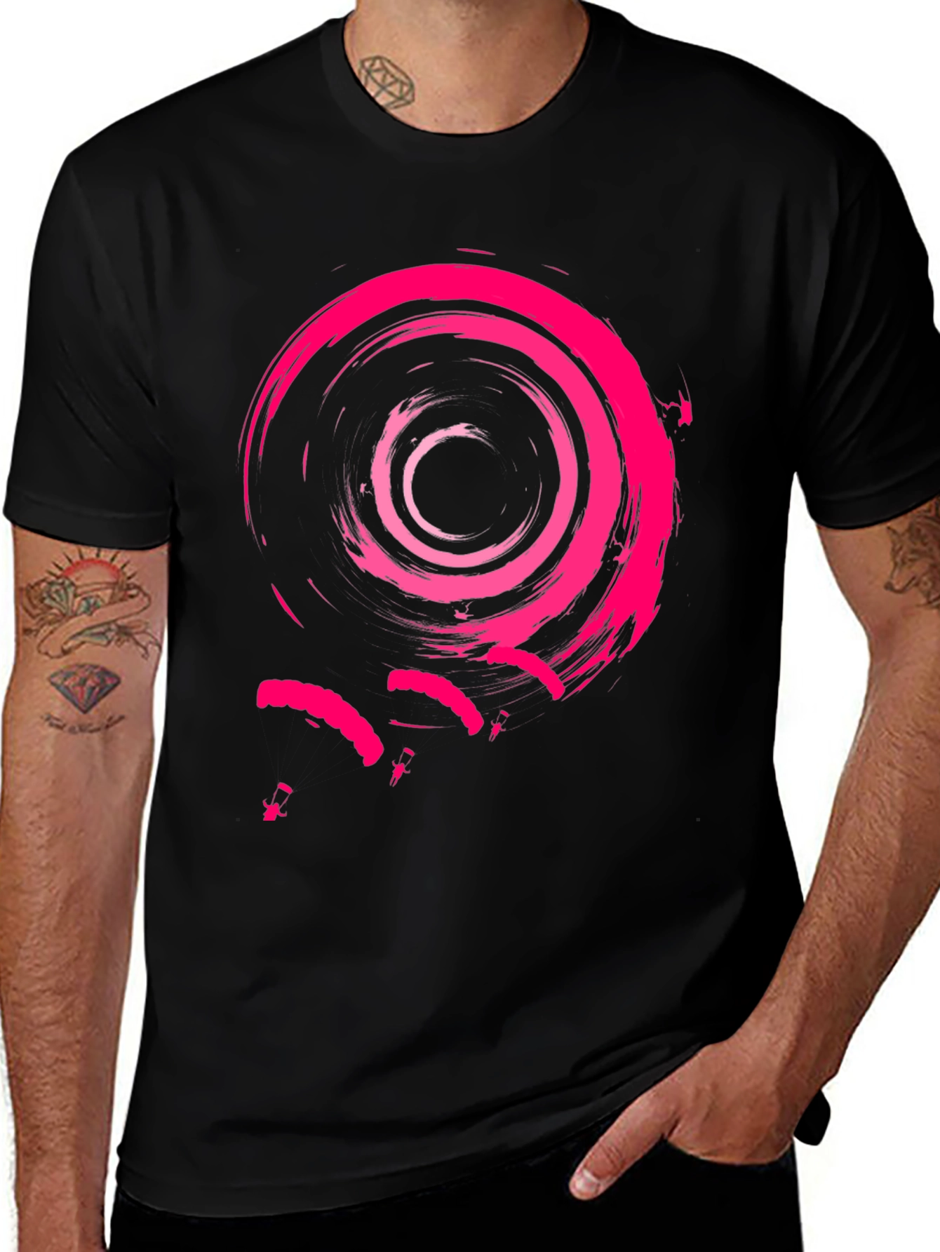 Abstract Spiral Pink Graphic Mens Tee