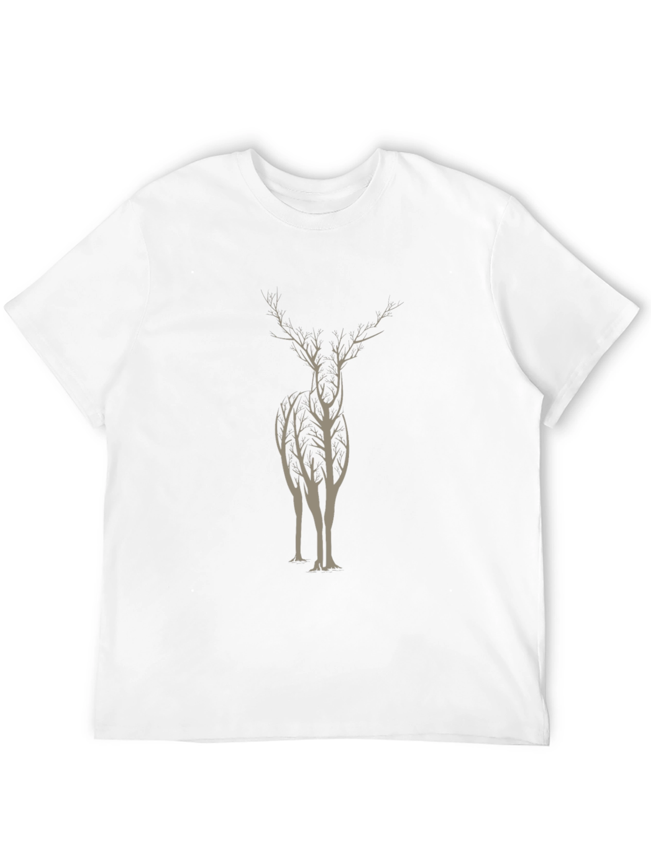 Nature Deer Graphic Print Black T-Shirt