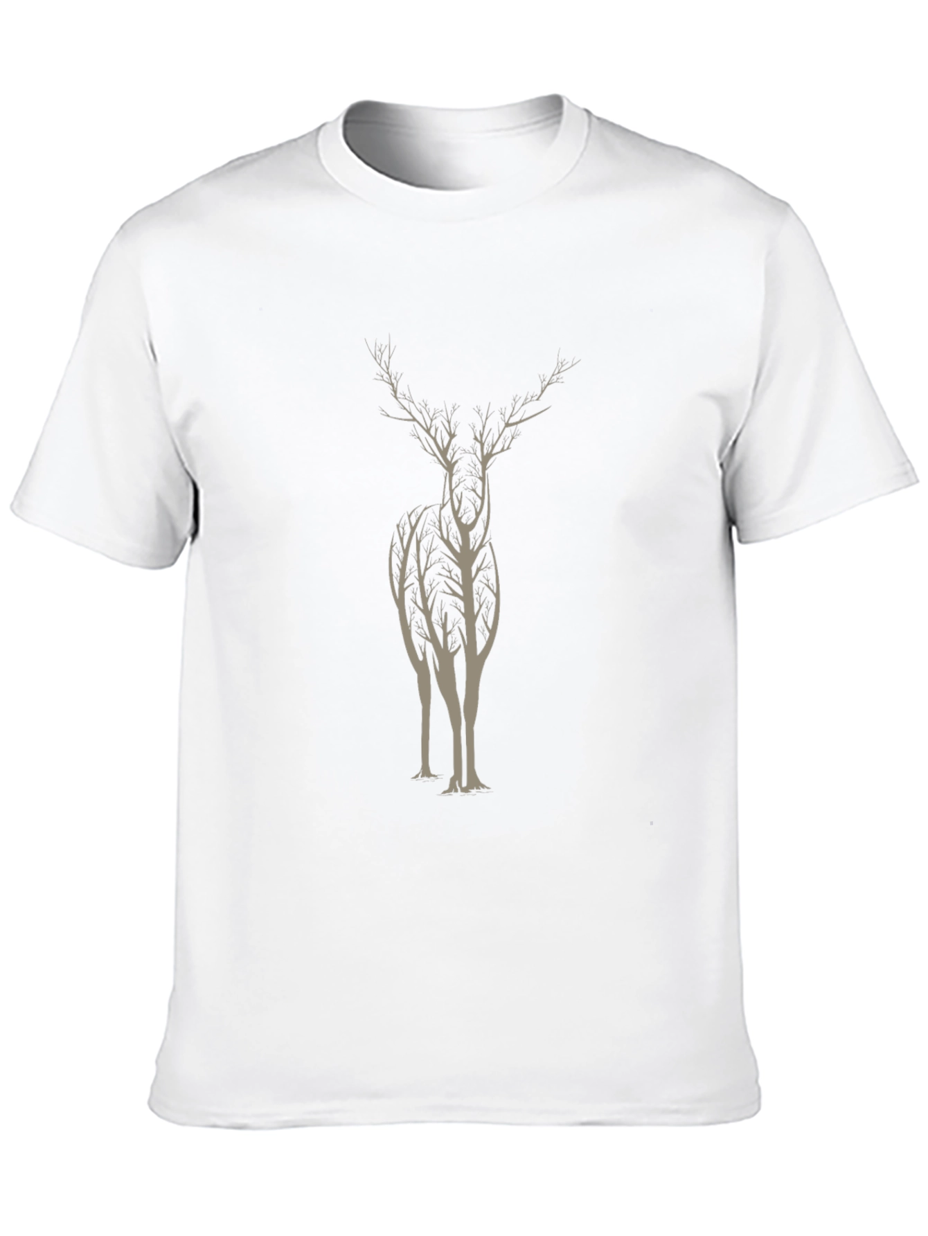 Nature Deer Graphic Print Black T-Shirt