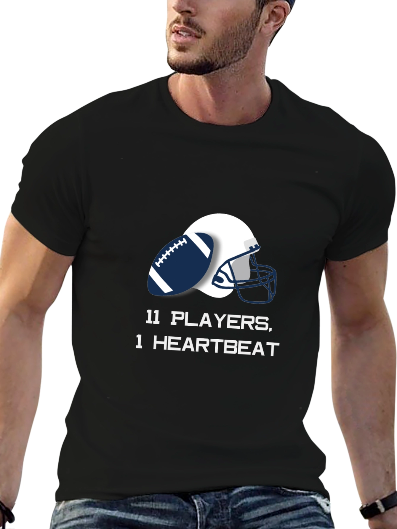 Football Team Unity Tee - 11 Players 1 Heartbeat