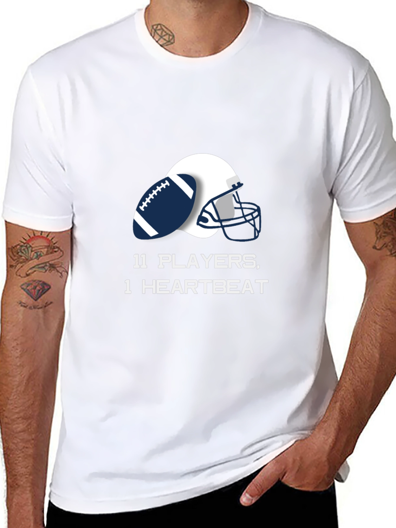 Football Team Unity Tee - 11 Players 1 Heartbeat