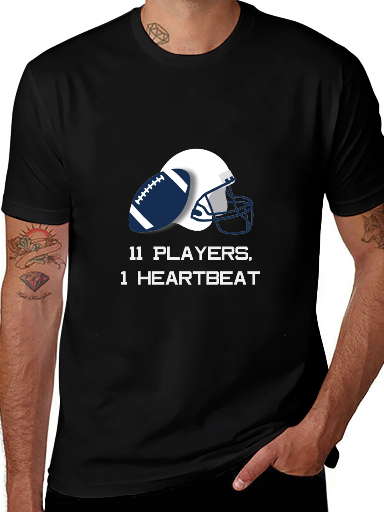 Football Team Unity Tee - 11 Players 1 Heartbeat