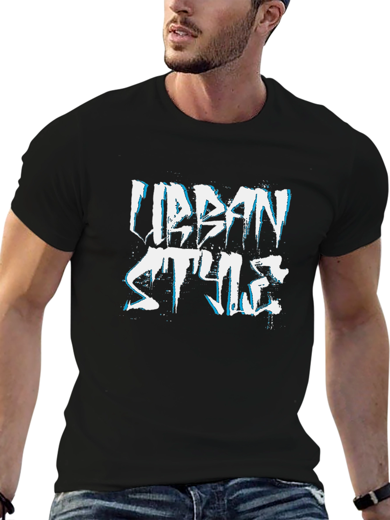 Urban Style Graphic Tee - Black