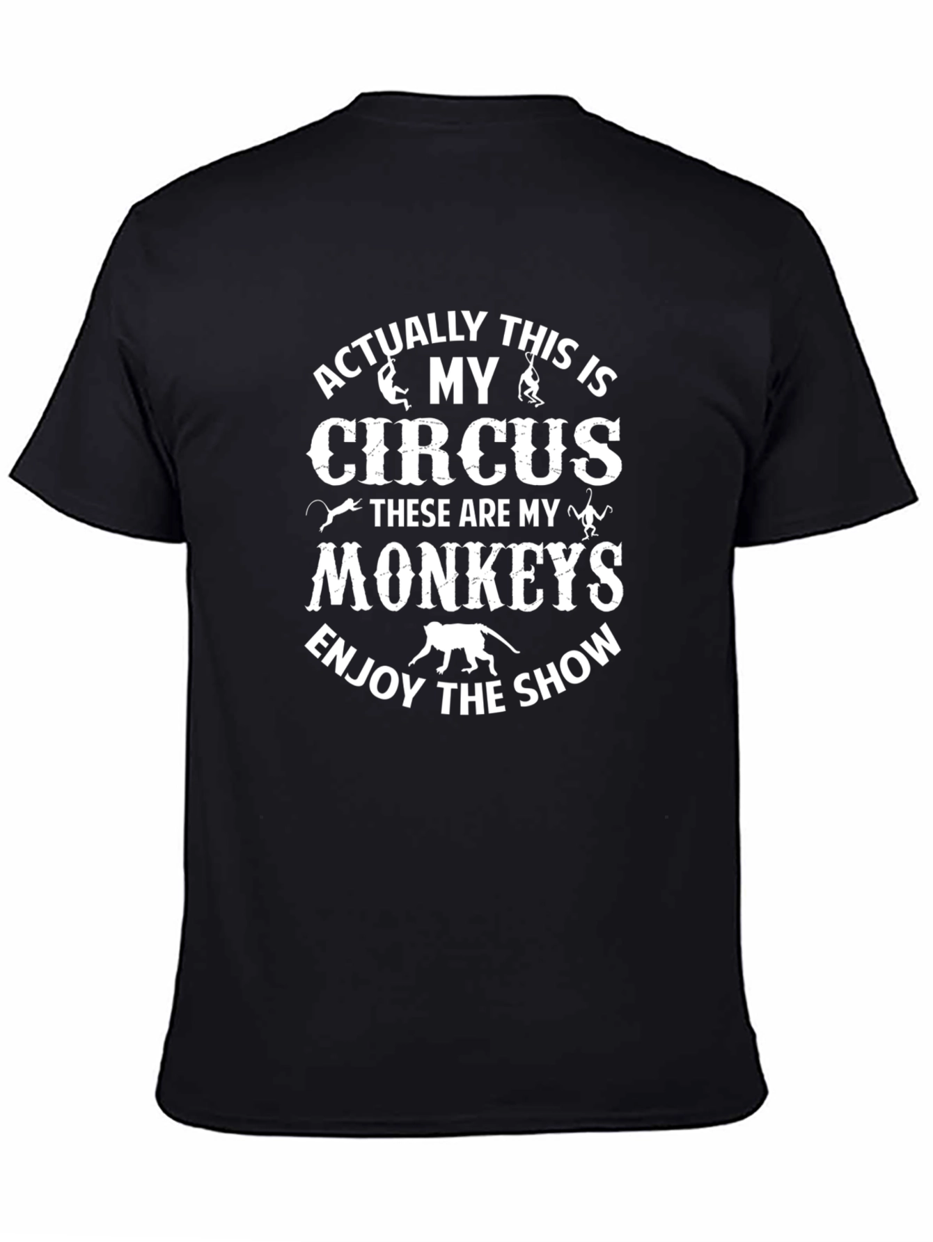 My Circus My Monkeys T-Shirt Black Cotton