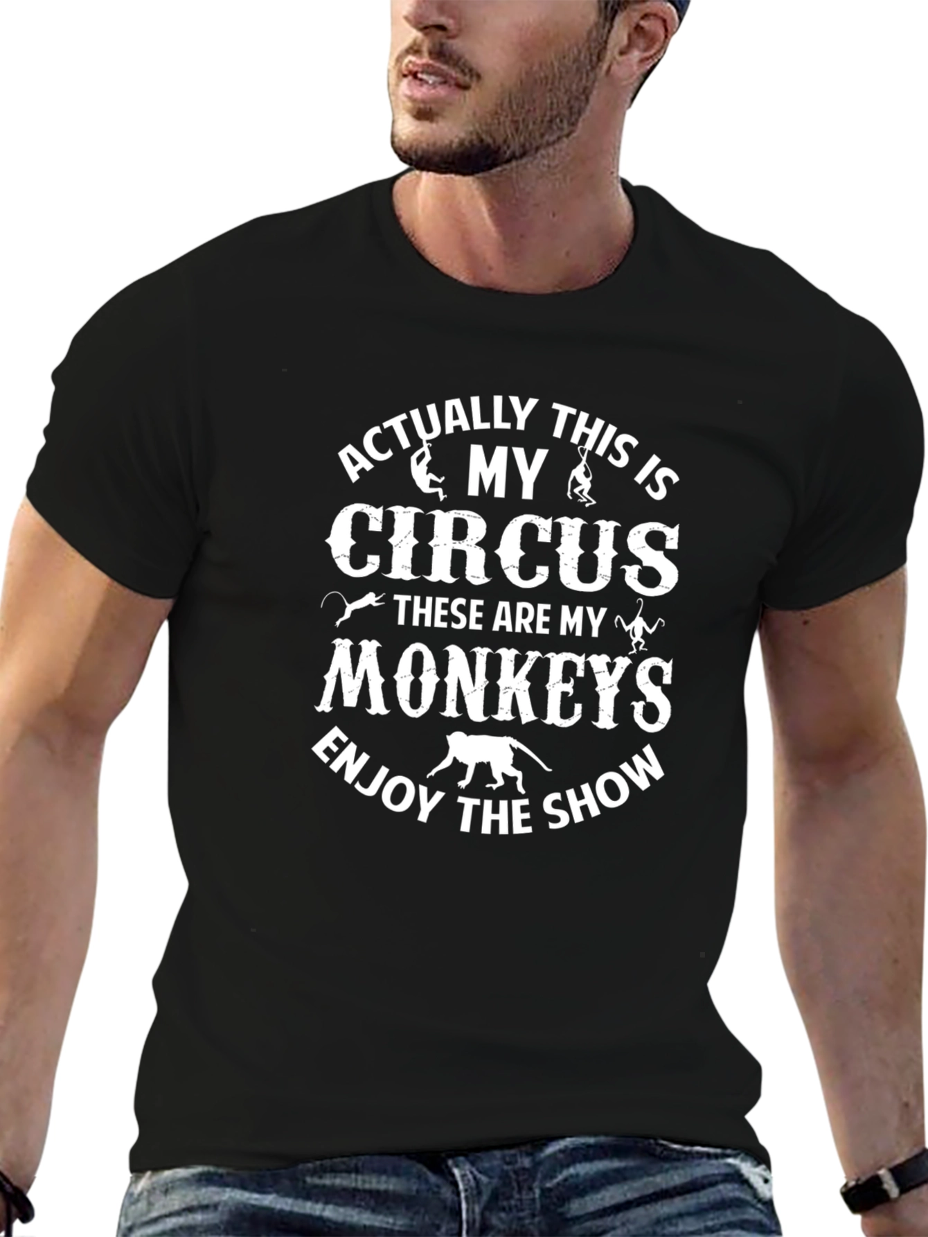 My Circus My Monkeys T-Shirt Black Cotton