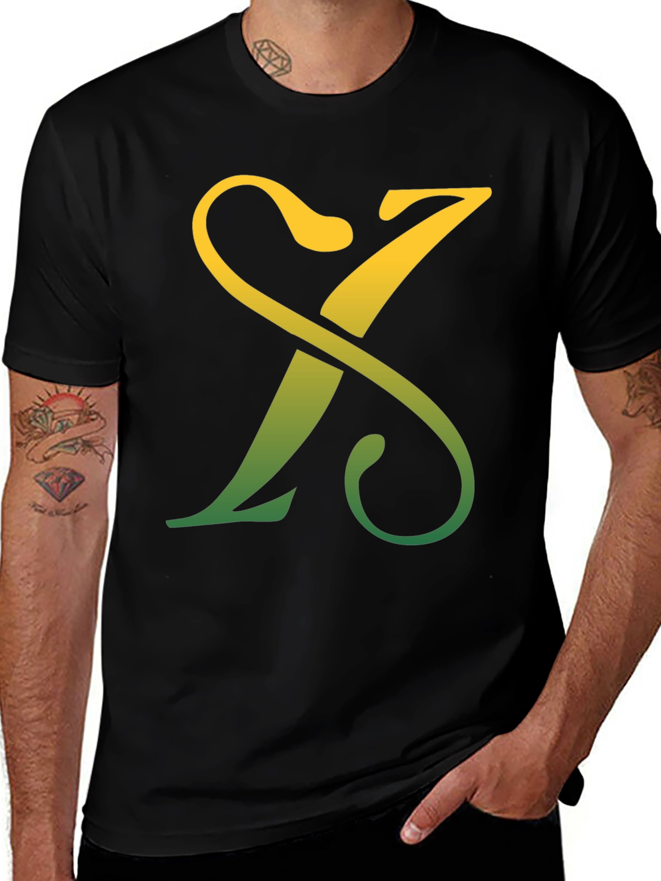 Letter X Gradient Tee - Casual Style
