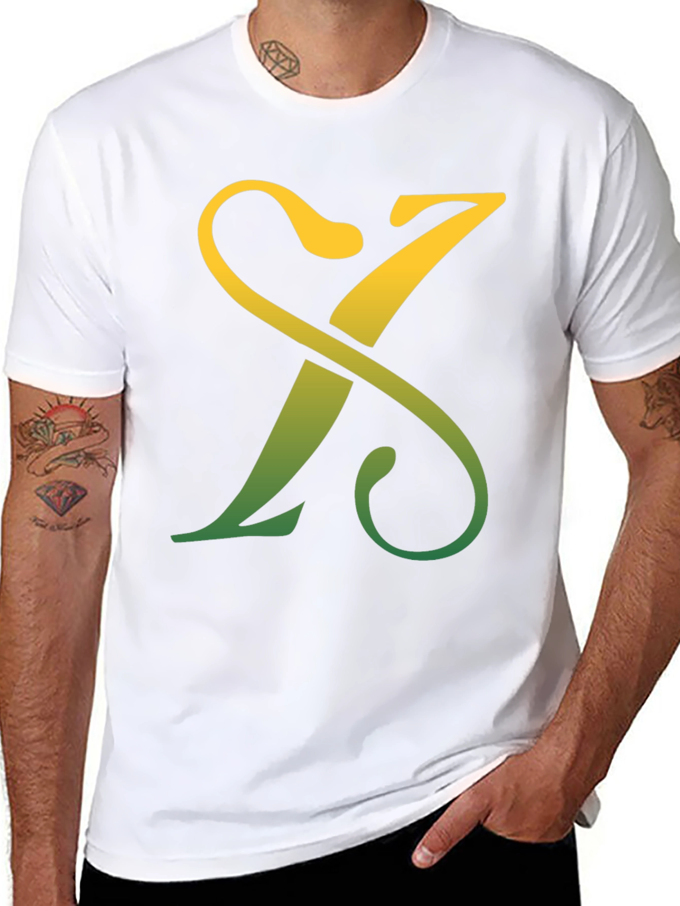 Letter X Gradient Tee - Casual Style