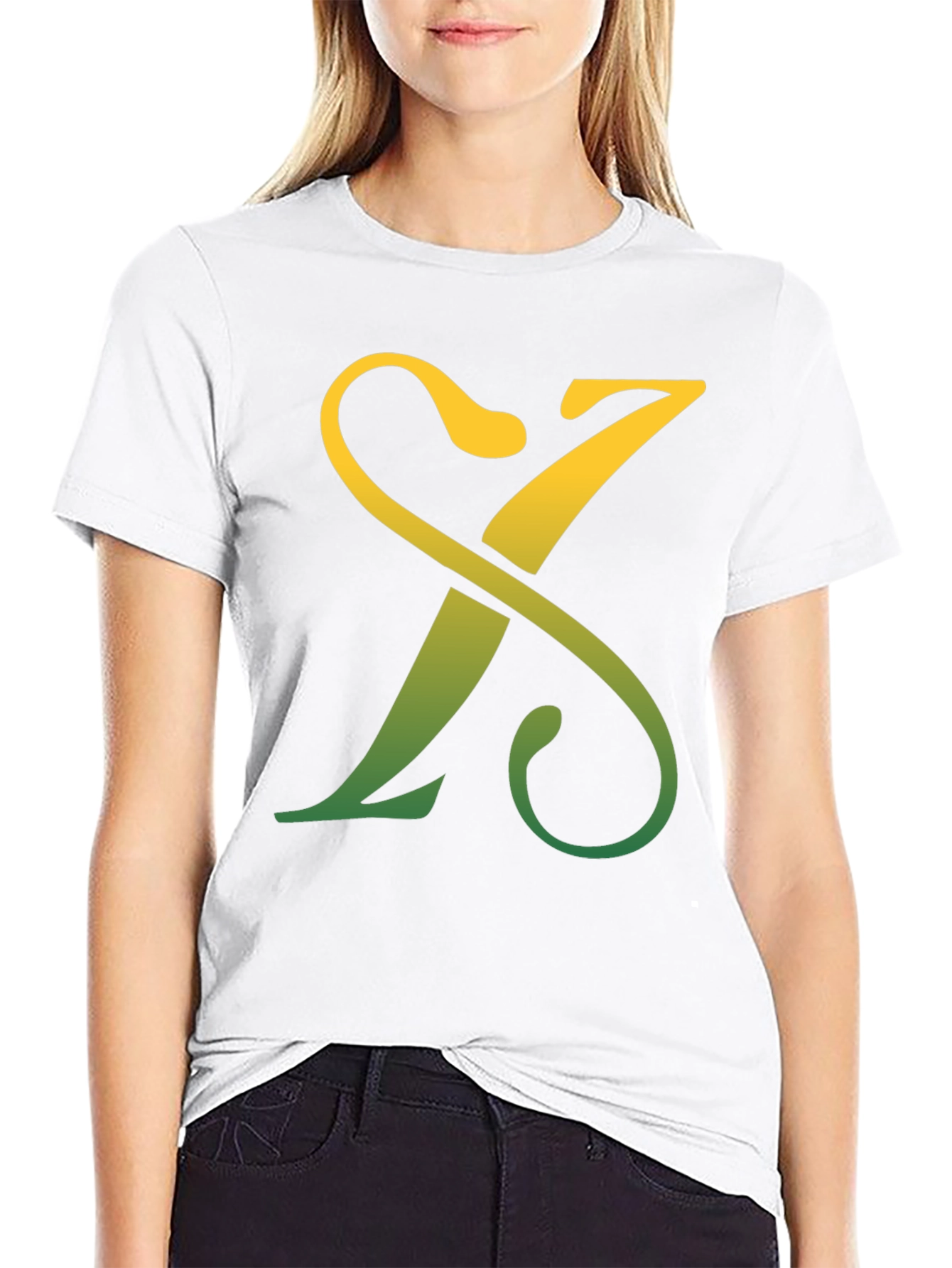 Letter X Gradient Tee - Casual Style