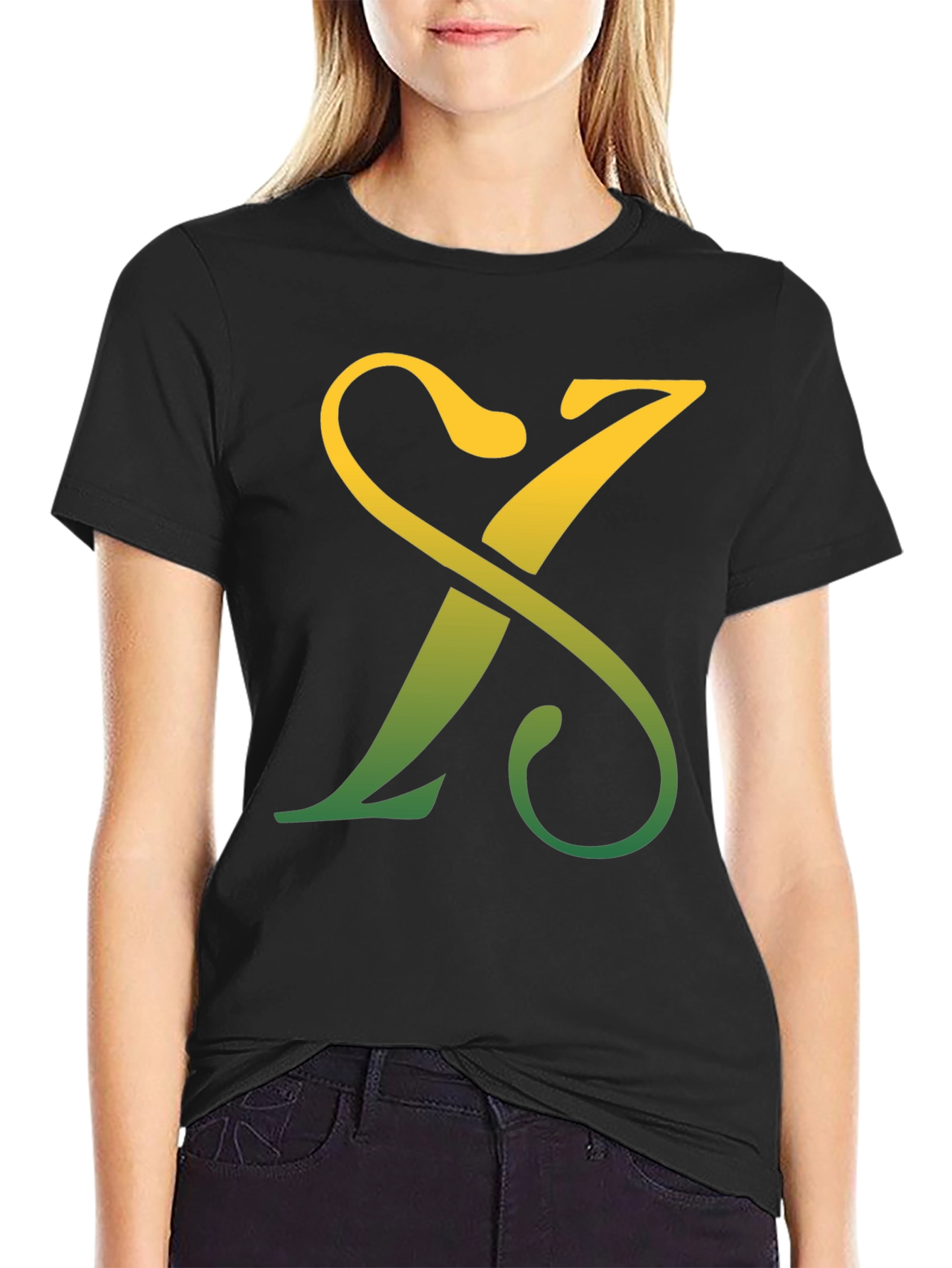Letter X Gradient Tee - Casual Style
