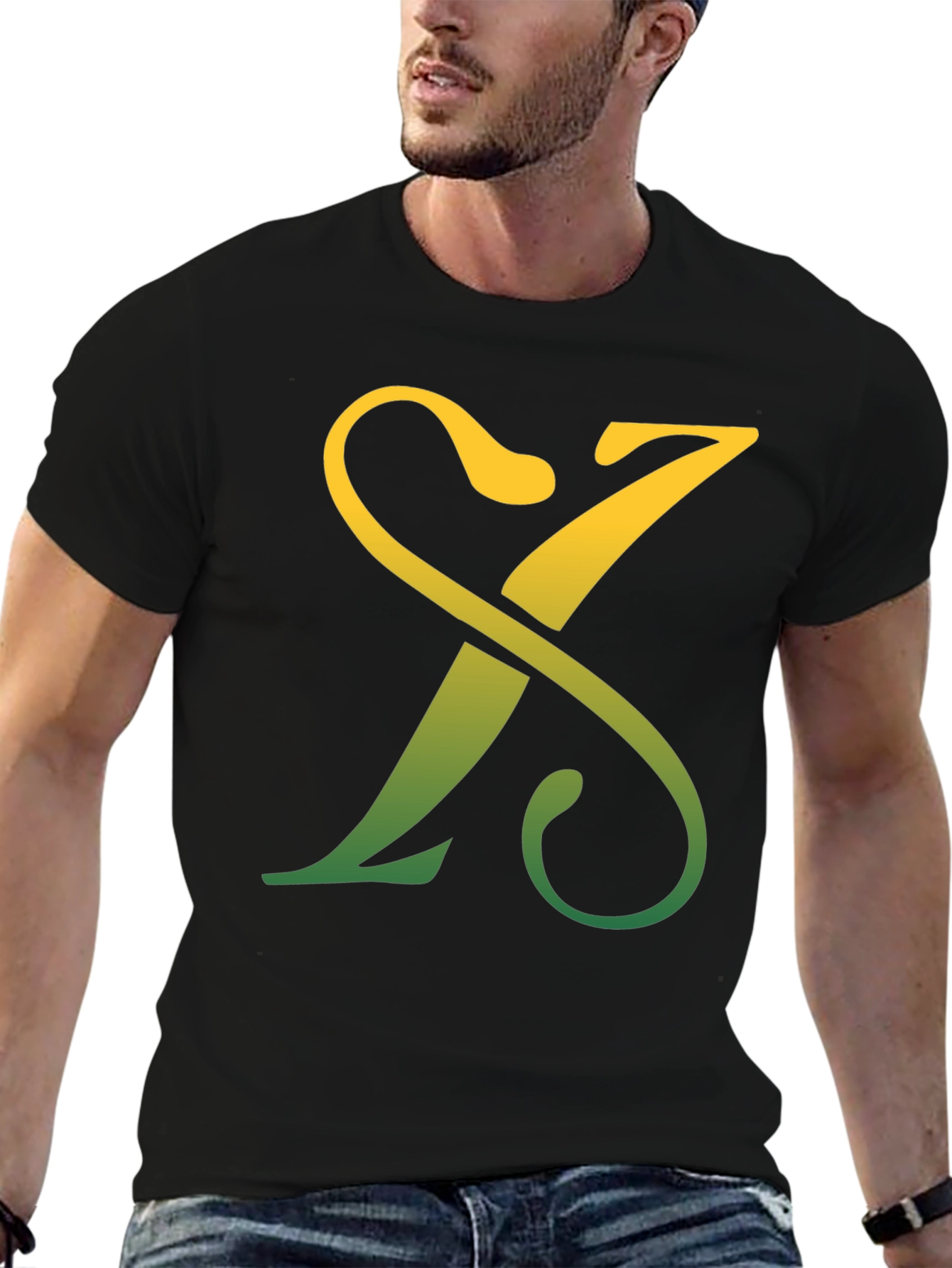 Letter X Gradient Tee - Casual Style
